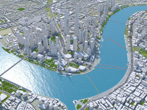 Shanghai city China 100km 3D-Modell