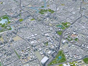 Shanghai city China 100km 3D-Modell