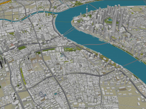 Shanghai city China 100km 3D-Modell