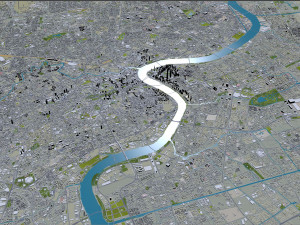 Shanghai city China 100km 3D-Modell