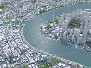 Shanghai city China 100km 3D-Modell
