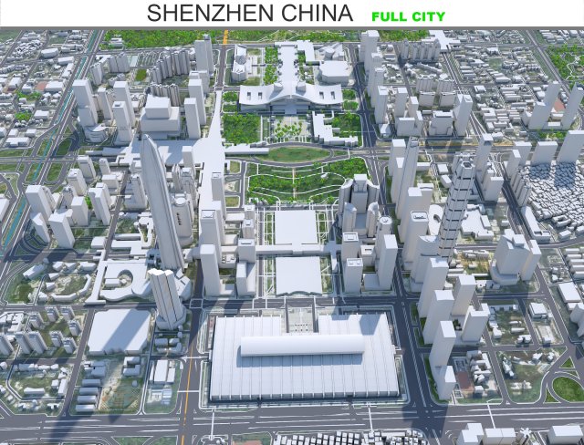 Shenzhen city China 60km 3D 모델 .c4d .max .obj .3ds .fbx .stl .blend 