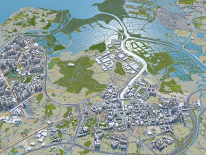 Shenzhen city China 60km 3D Model