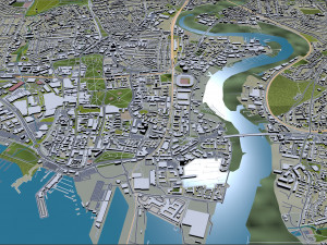 Southampton city England 30km 3D Model