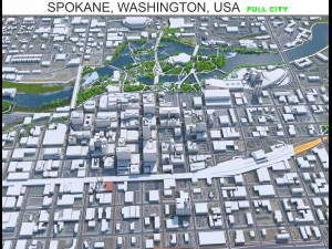 Ciudad de Spokane Washington EE.UU. 35 km Modelo 3D
