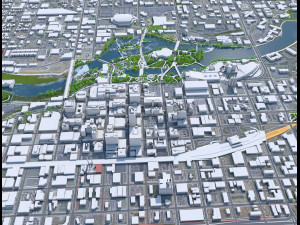 Spokane city Washington USA 35km 3D Model