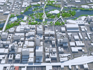 Spokane city Washington USA 35km 3D Model