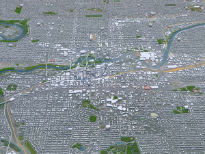 Spokane city Washington USA 35km 3D Model