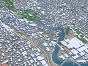 Spokane city Washington USA 35km 3D Model