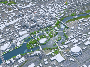 Spokane city Washington USA 35km 3D Model