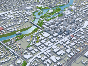 Spokane city Washington USA 35km 3D Model