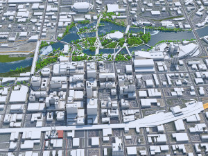 Spokane city Washington USA 35km 3D Model