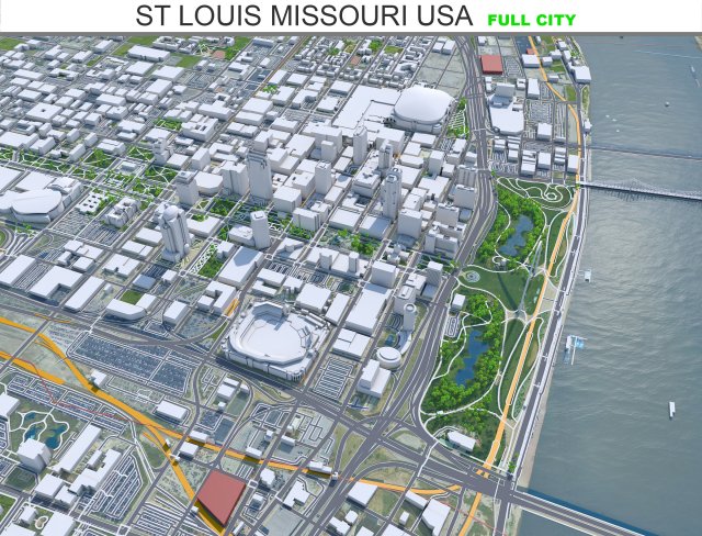 St Louis city Missouri USA 130km Modelo 3D .c4d .max .obj .3ds .fbx .stl .blend 