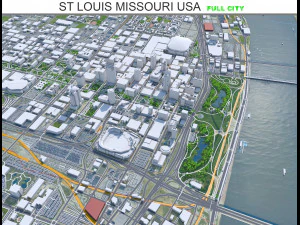 St. Louis Stadt Missouri USA 130 km 3D Modell
