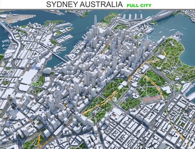 Sydney city Australia 120km 3Dモデル .c4d .max .obj .3ds .fbx .stl .blend 