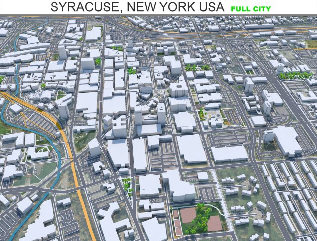 Syracuse city New York USA 30km 3D Model .c4d .max .obj .3ds .fbx .stl .blend 