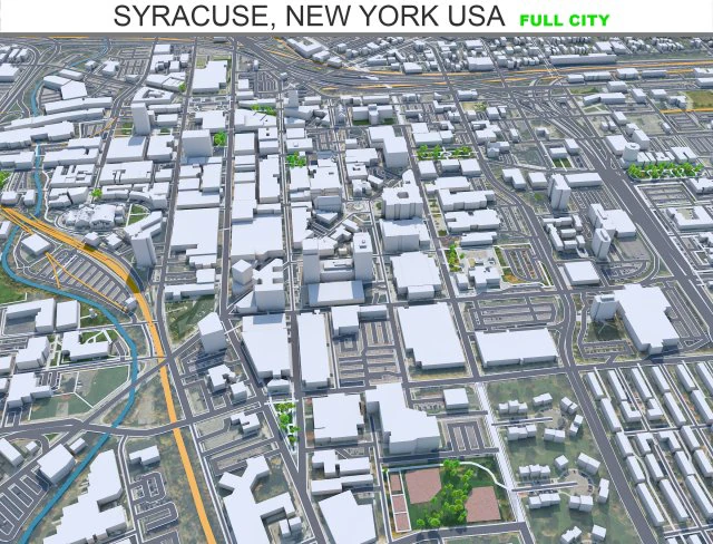 Syracuse city New York USA 30km 3D Model .c4d .max .obj .3ds .fbx .stl .blend 