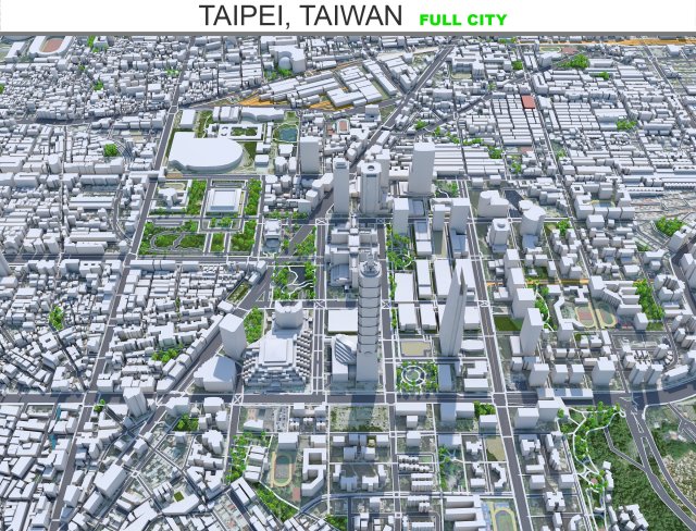 Taipei city Taiwan 60km 3D Model .c4d .max .obj .3ds .fbx .stl .blend 