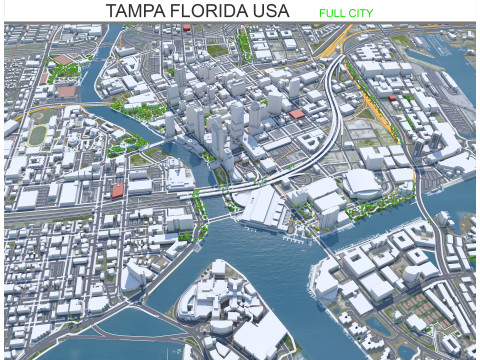 Tampa city Florida USA 50km 3D 모델