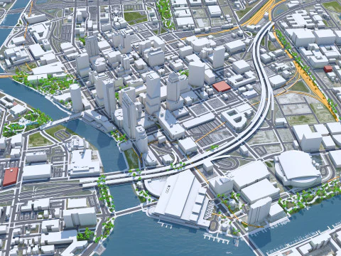 Tampa city Florida USA 50km 3D Model