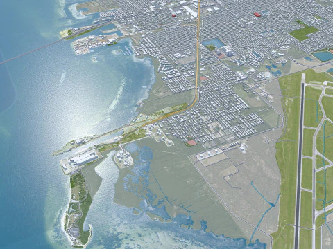 Tampa city Florida USA 50km 3D Model