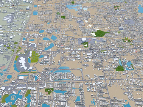Tampa city Florida USA 50km 3D Model