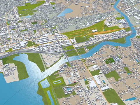 Tampa city Florida USA 50km 3D Model
