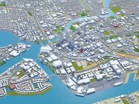 Tampa city Florida USA 50km 3D Model