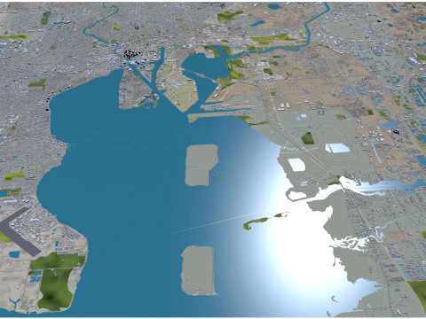 Tampa city Florida USA 50km 3D Model