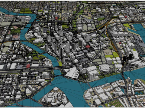 Tampa city Florida USA 50km 3D Model