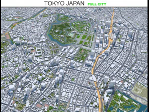 Citt&agrave; di Tokyo Giappone 40 km Modello 3D