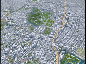 Tokyo city Japan 40km 3D Model