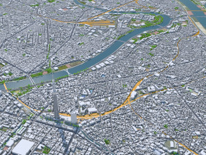 Tokyo city Japan 40km 3D Model