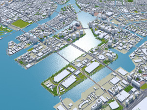 Tokyo city Japan 40km 3D Model