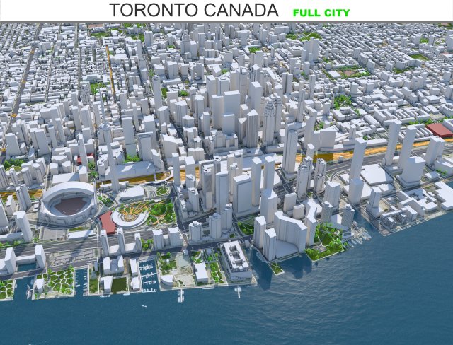 Toronto city Canada 75km 3D Model .c4d .max .obj .3ds .fbx .stl .blend 