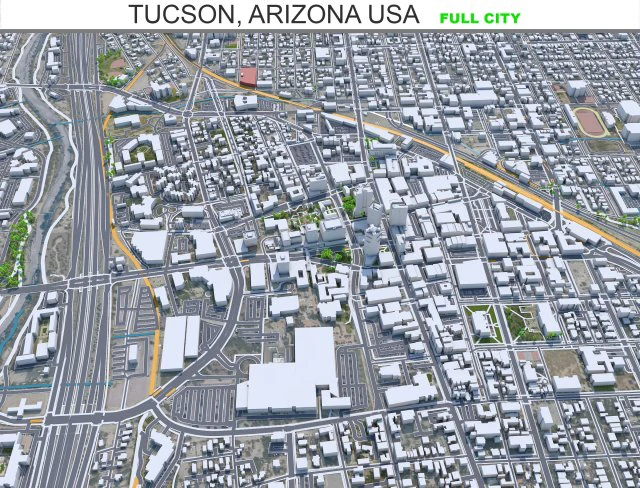 Tucson city Arizona USA 70km 3D Model .c4d .max .obj .3ds .fbx .stl .blend