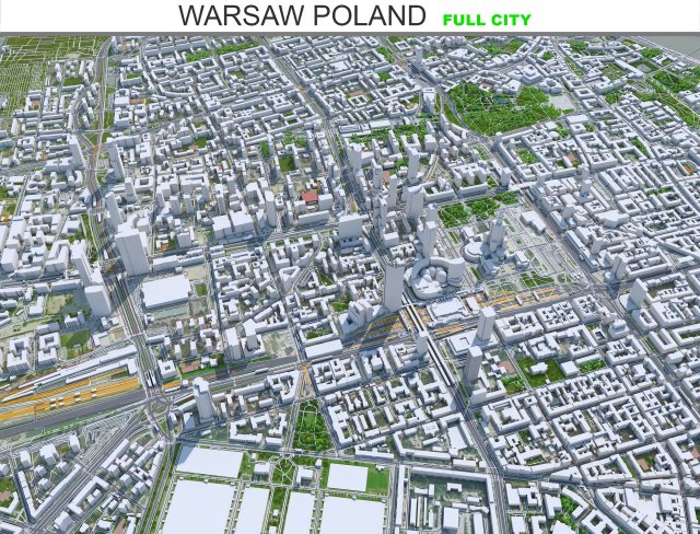 Warsaw city Poland 50km Modelo 3D .c4d .max .obj .3ds .fbx .stl .blend 