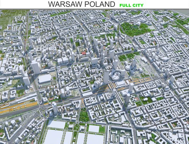 Warsaw city Poland 50km 3D Model .c4d .max .obj .3ds .fbx .stl .blend 
