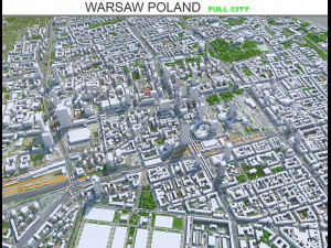 Kota Warsawa Polandia 50km Model 3D