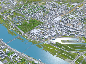 Warsaw city Poland 50km 3D Model