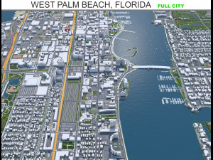 West Palm Beach city Florida USA 40km 3D 모델