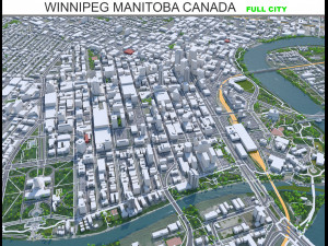 Winnipeg city Manitoba Canada 60km 3D 모델
