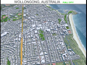 Ciudad de Wollongong Australia 30 km Modelo 3D