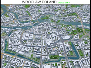 व्रोकला शहर पोलैंड 50 किमी 3D मॉडल