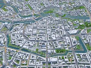 Wroclaw city Poland 50km 3D Model