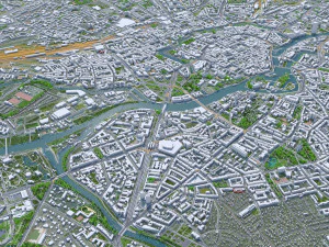 Wroclaw city Poland 50km 3D Model