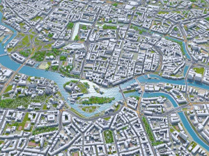 Wroclaw city Poland 50km 3D Model