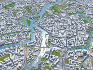 Wroclaw city Poland 50km 3D Model