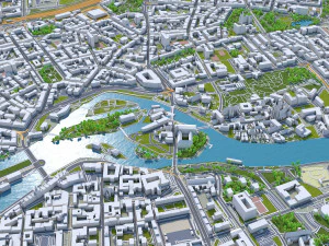 Wroclaw city Poland 50km 3D Model