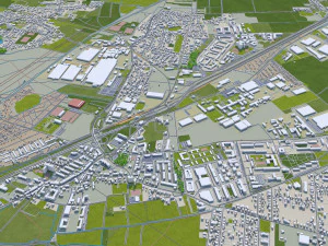 Wroclaw city Poland 50km 3D Model